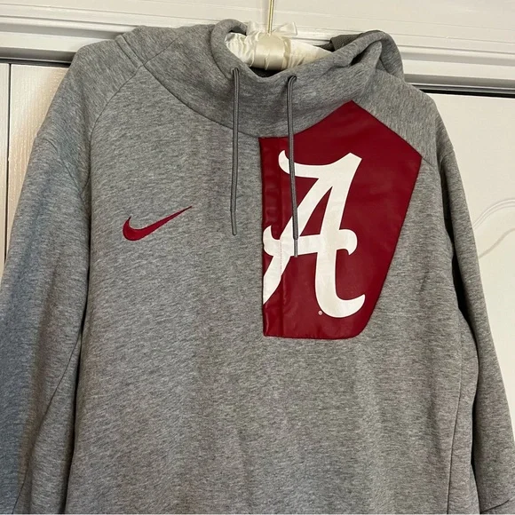 Nike Alabama Crimson Tide Fly Rush Mens Hoodie Heather Gray Sz L Pullover Swoosh - Picture 3 of 11